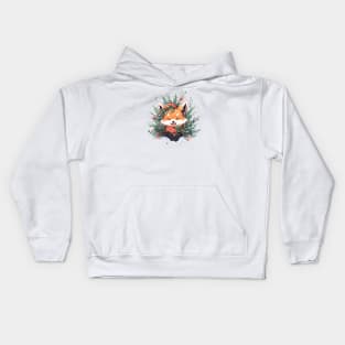 A fox ready for the winter season Kids Hoodie